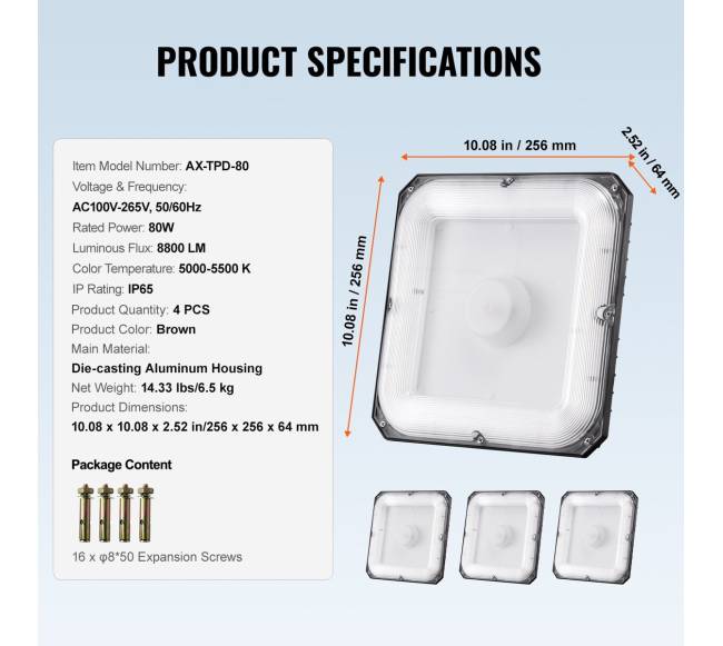 LED baldakimų šviestuvai 80 W lauko apšvietimui5