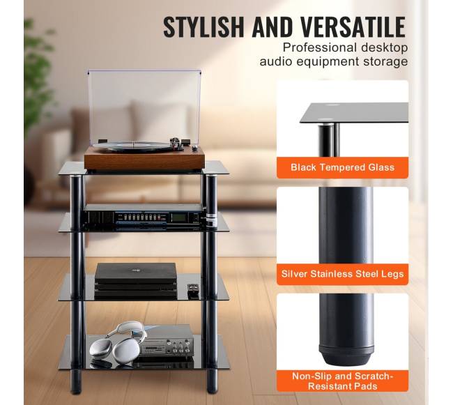 4 lentynų AV stovas iš tvirto stiklo2