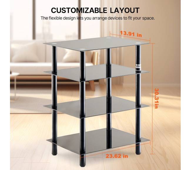 4 lentynų AV stovas iš tvirto stiklo3