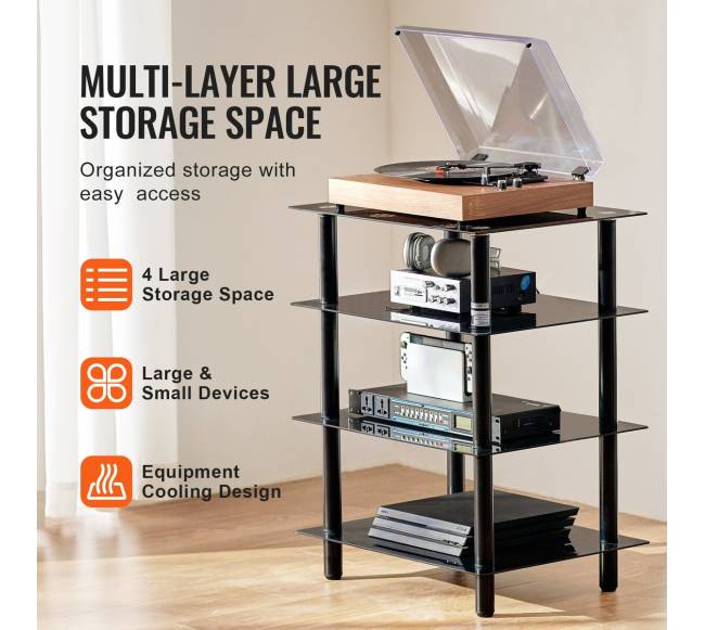 4 lentynų AV stovas iš tvirto stiklo4