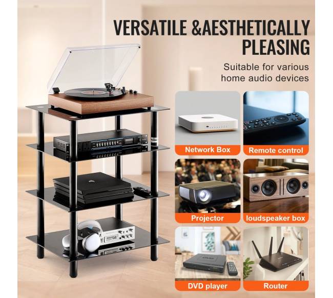 4 lentynų AV stovas iš tvirto stiklo5