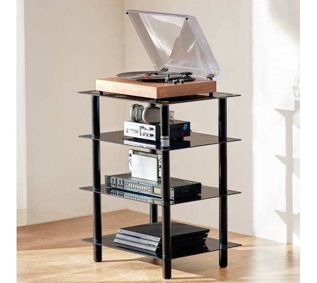 4 lentynų AV stovas iš tvirto stiklo7