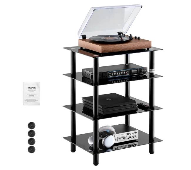 4 lentynų AV stovas iš tvirto stiklo8