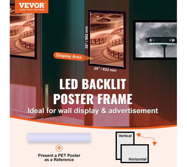 LED šviesdėžė plakatams, 962x632 mm, juoda1