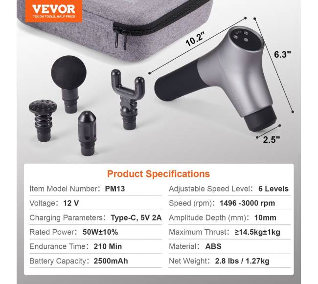 Giliųjų audinių masažuoklis su 6 greičiais6