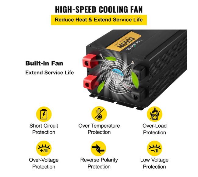 Keitiklis 6000W 12V į 230V su LCD ekranu6