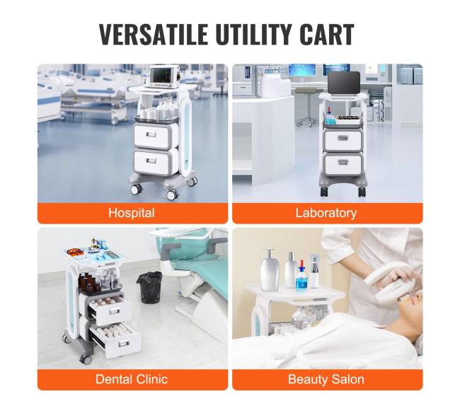 3 aukštų medicininis vežimėlis su stalčiais5