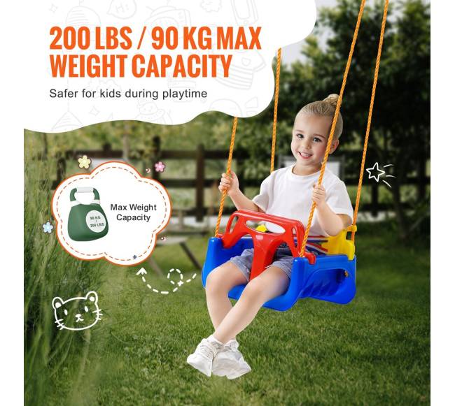 3-in-1 sūpynės vaikams su reguliuojamomis virvėmis2