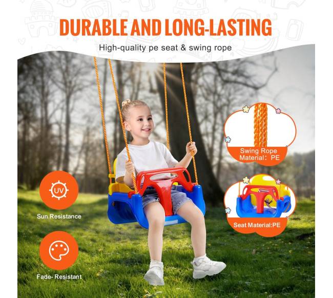 3-in-1 sūpynės vaikams su reguliuojamomis virvėmis3