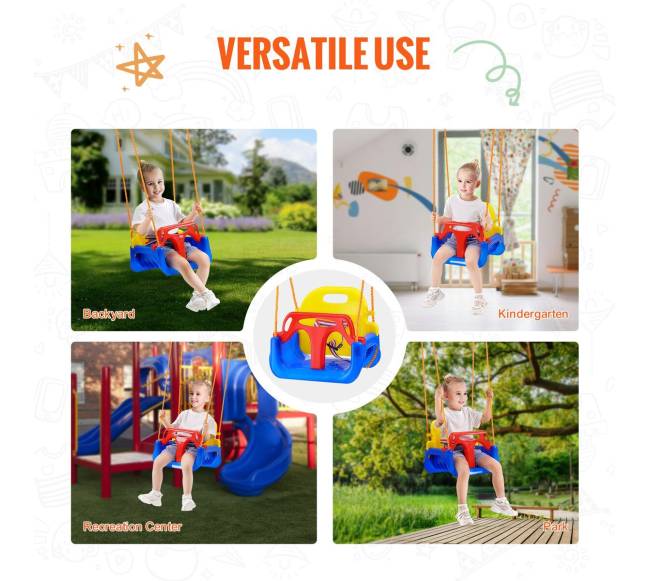 3-in-1 sūpynės vaikams su reguliuojamomis virvėmis4