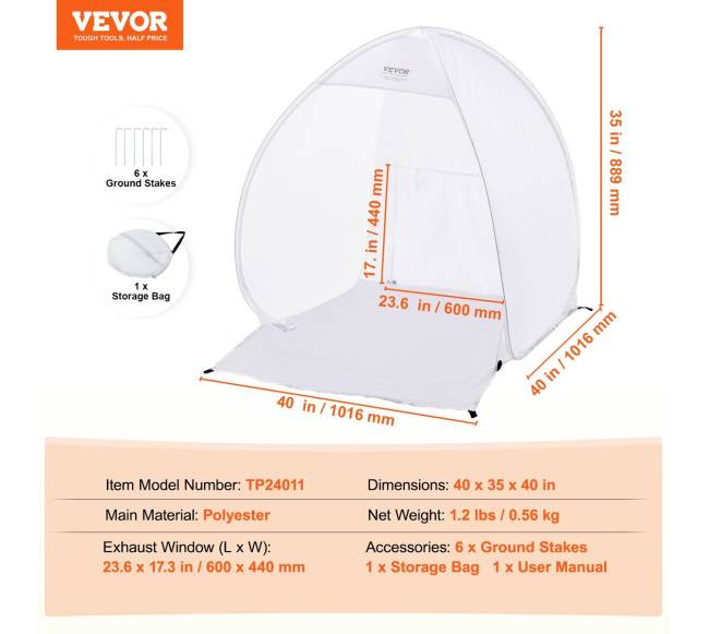 Nešiojama purškimo dažymo palapinė 101,6x88,9x101,6 cm6