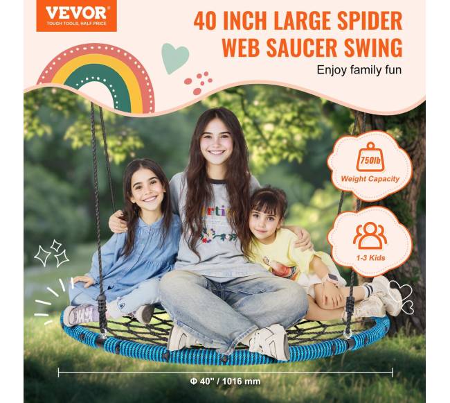 Apvalus voratinklio sūpynių tinklas vaikams1