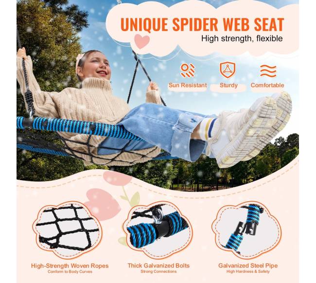 Apvalus voratinklio sūpynių tinklas vaikams2