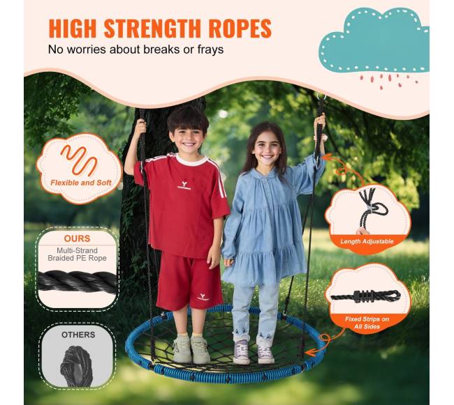 Apvalus voratinklio sūpynių tinklas vaikams3