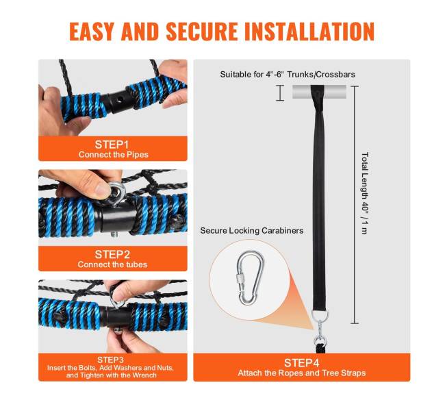 Apvalus voratinklio sūpynių tinklas vaikams4