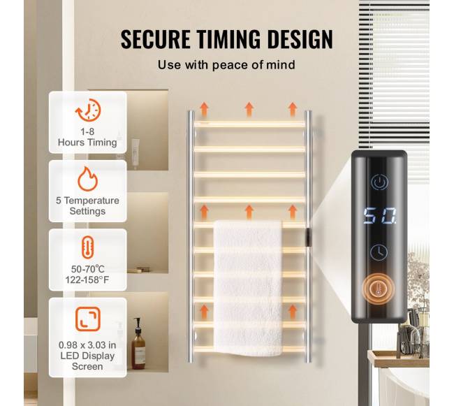 Sieninis šildomas rankšluosčių džiovintuvas, 10 strypų2