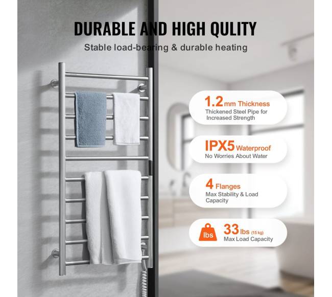 Sieninis šildomas rankšluosčių džiovintuvas, 10 strypų3