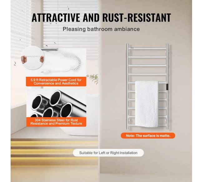 Sieninis šildomas rankšluosčių džiovintuvas, 10 strypų4