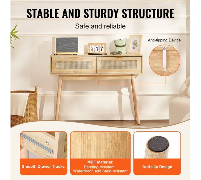 Rataninė konsolė su 2 stalčiais ir slankiojančiomis durimis4