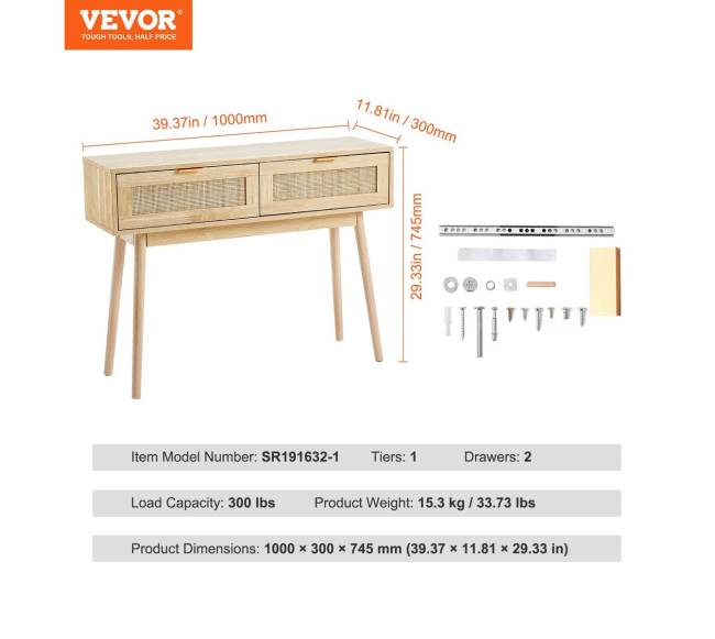 Rataninė konsolė su 2 stalčiais ir slankiojančiomis durimis6