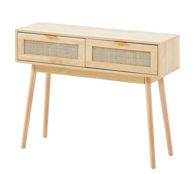 Rataninė konsolė su 2 stalčiais ir slankiojančiomis durimis9