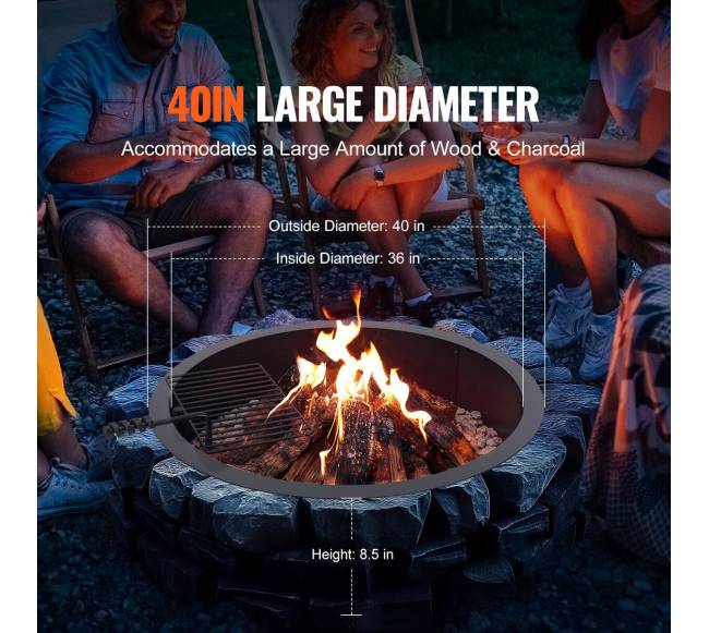 Plieninis laužo žiedas 101 cm su kepsnine2