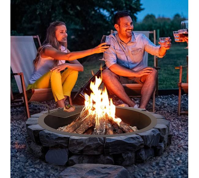 Plieninis laužo žiedas 101 cm su kepsnine7