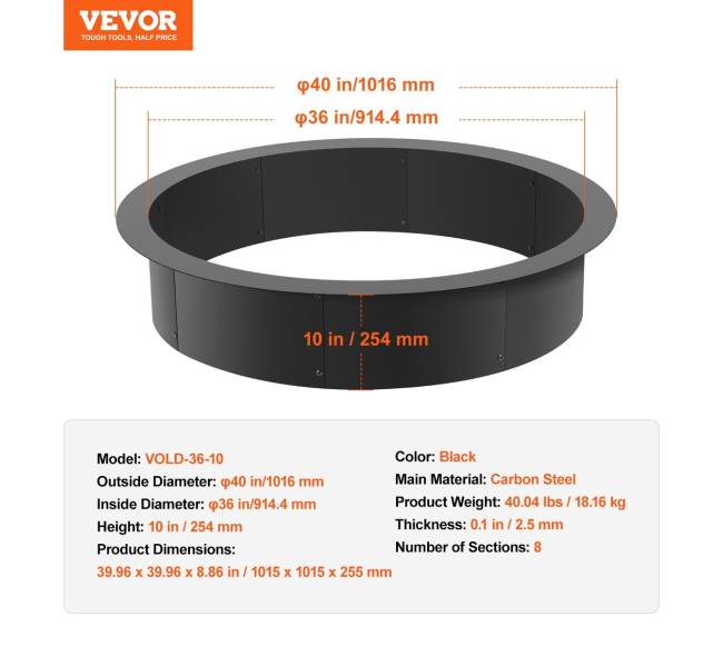 Apvalus laužo žiedo įdėklas 40 cm6