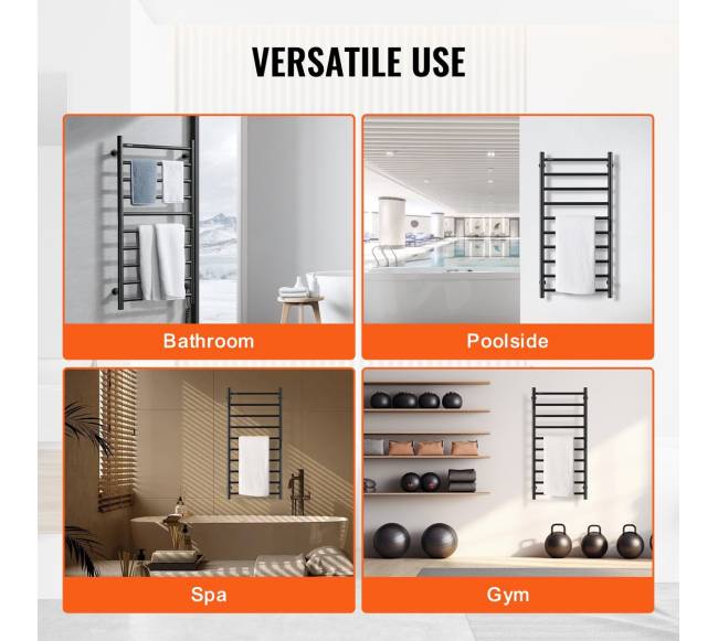 Sieninis juodas 10-strypų rankšluosčių šildytuvas5