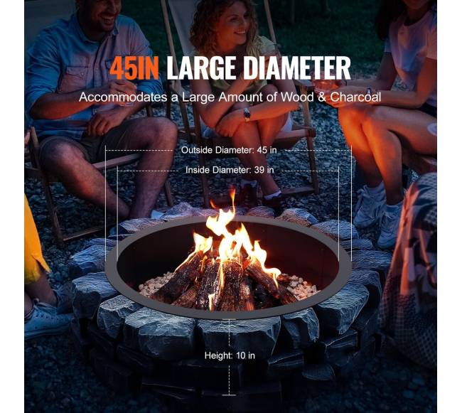 Apvalus laužo žiedo plieno įdėklas 114 cm2