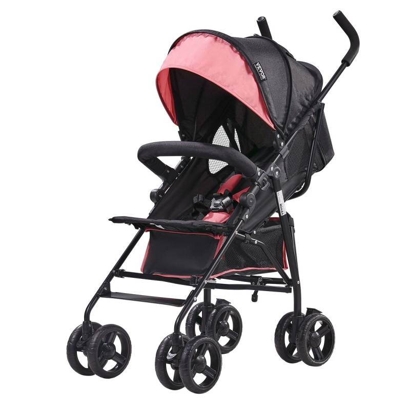 Kompaktiškas lengvas vežimėlis juodasrožinis0