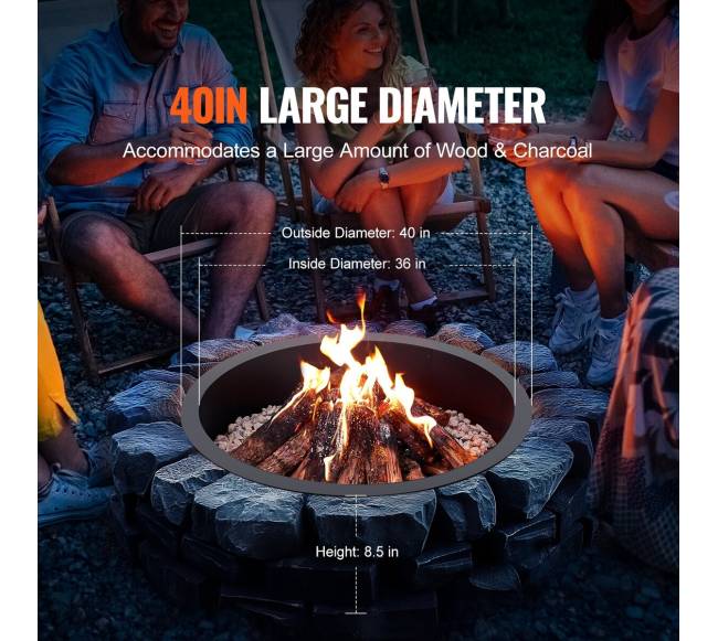 Apvalus laužavietės žiedas 40 colių plieninis įdėklas2