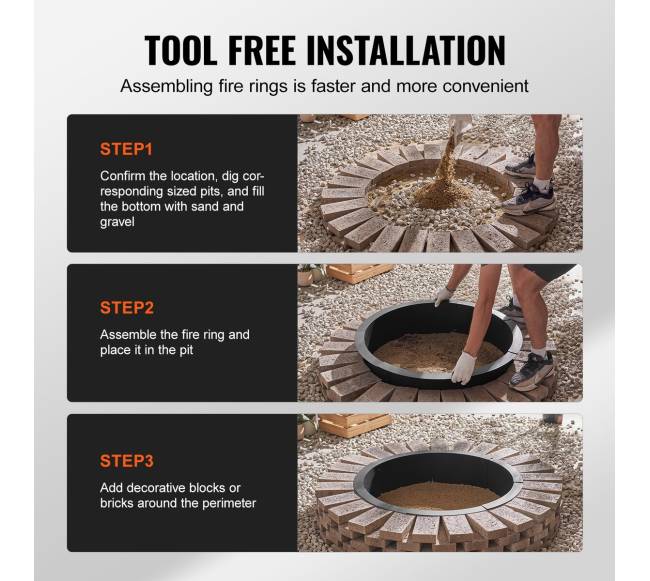 Apvalus laužavietės žiedas 40 colių plieninis įdėklas4