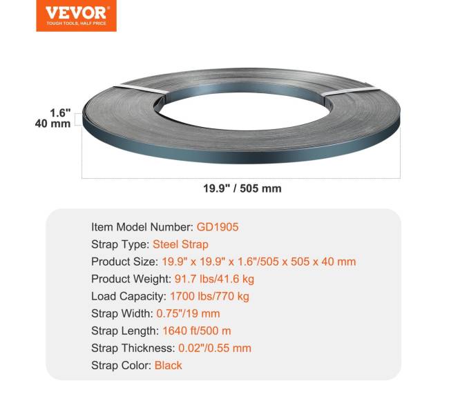 Plieninė pakavimo juosta 1,9cm x 0,55mm x 500m6