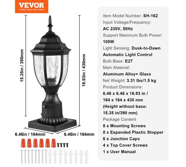 2 vnt. sutemos-aušra lauko šviestuvai 390 mm5