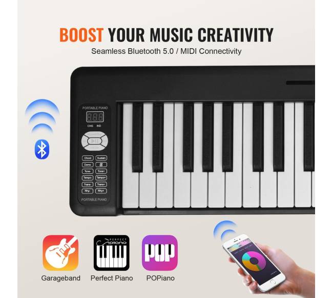 Sulankstomas 61 klavišo klavišas pianinas su Bluetooth5