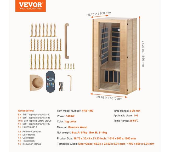 Infraraudonųjų spindulių medinė sauna 1-2 asmenims6
