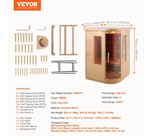 Infraraudonųjų spindulių dvivietė medinė sauna6