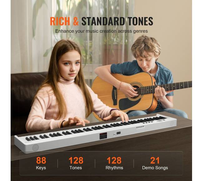 88 klavišų sulankstomas pianinas su Bluetooth2