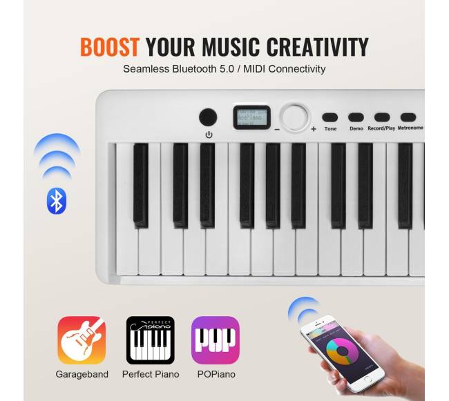 88 klavišų sulankstomas pianinas su Bluetooth5