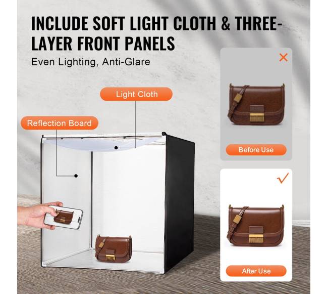 Fotografijos studijos šviesdėžė 81x81 cm su LED4