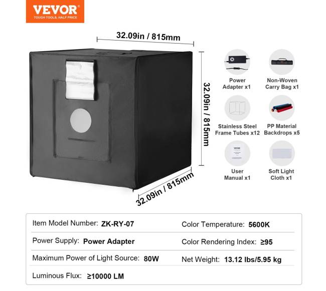 Fotografijos studijos šviesdėžė 81x81 cm su LED5