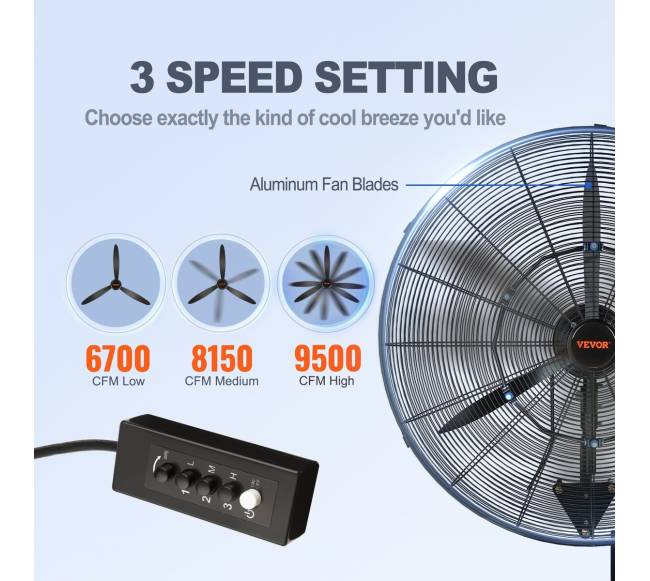 Osciliuojantis sieninis rūko ventiliatorius 74.9 cm2