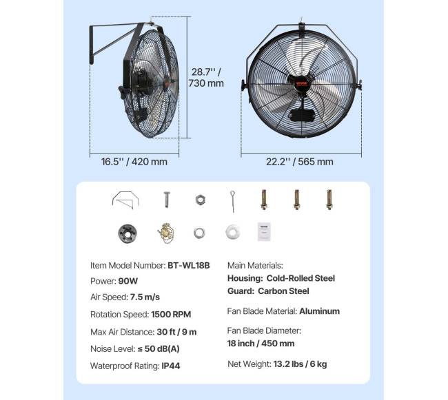 Pramoninis sieninis ventiliatorius 44.6 cm6