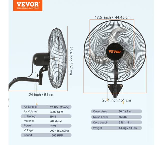 Sieninis ventiliatorius metalinis 44,5 cm6