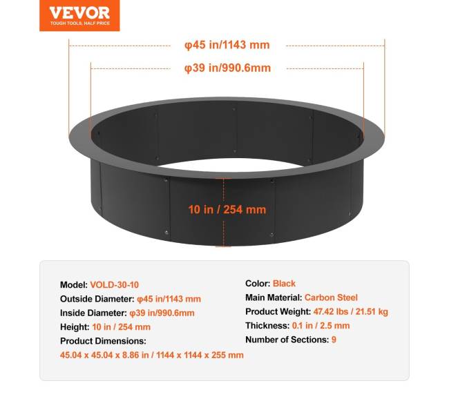 apvalus laužavietės žiedas iš plieno 112 cm6