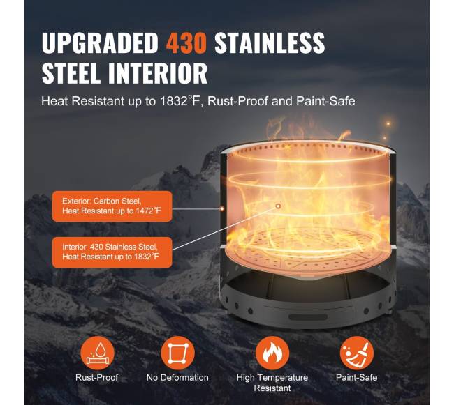 Bekvapė laužavietė 71 cm nerūdijančio plieno2