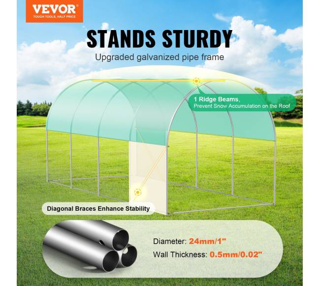 Tunelinis šiltnamis su PE danga 445x194x192 cm1