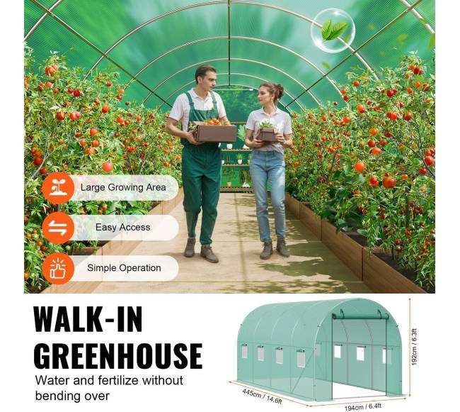 Tunelinis šiltnamis su PE danga 445x194x192 cm4