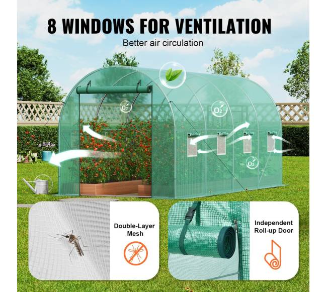 Tunelinis šiltnamis su PE danga 445x194x192 cm5